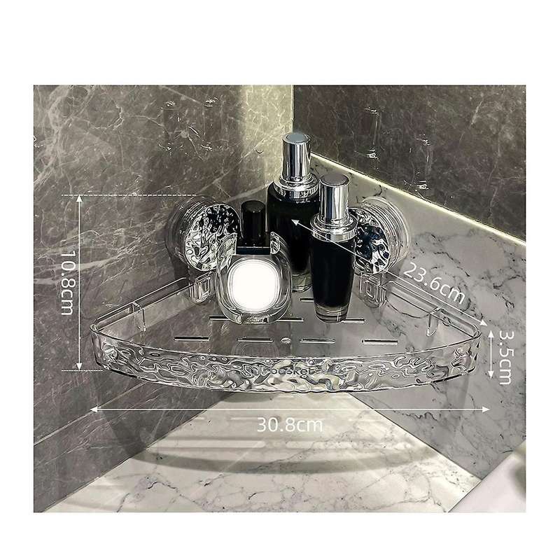 Shower Suction Cup Storage Rack Clear Acrylic Shower Shelves Glacier Water Ripple Corner Shelf for S