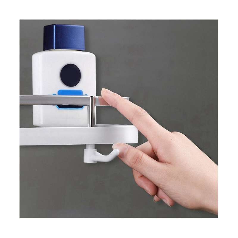 Shower Storage Holder Bathroom Shelf Pole Shelve Shampoo Tray Stand No Drilling Lifting Rod Shower