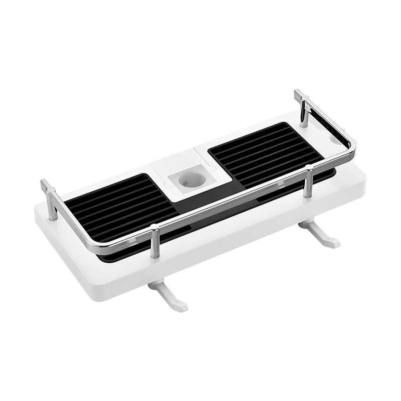 Shower Storage Holder Bathroom Shelf Pole Shelve Shampoo Tray Stand No Drilling Lifting Rod Shower