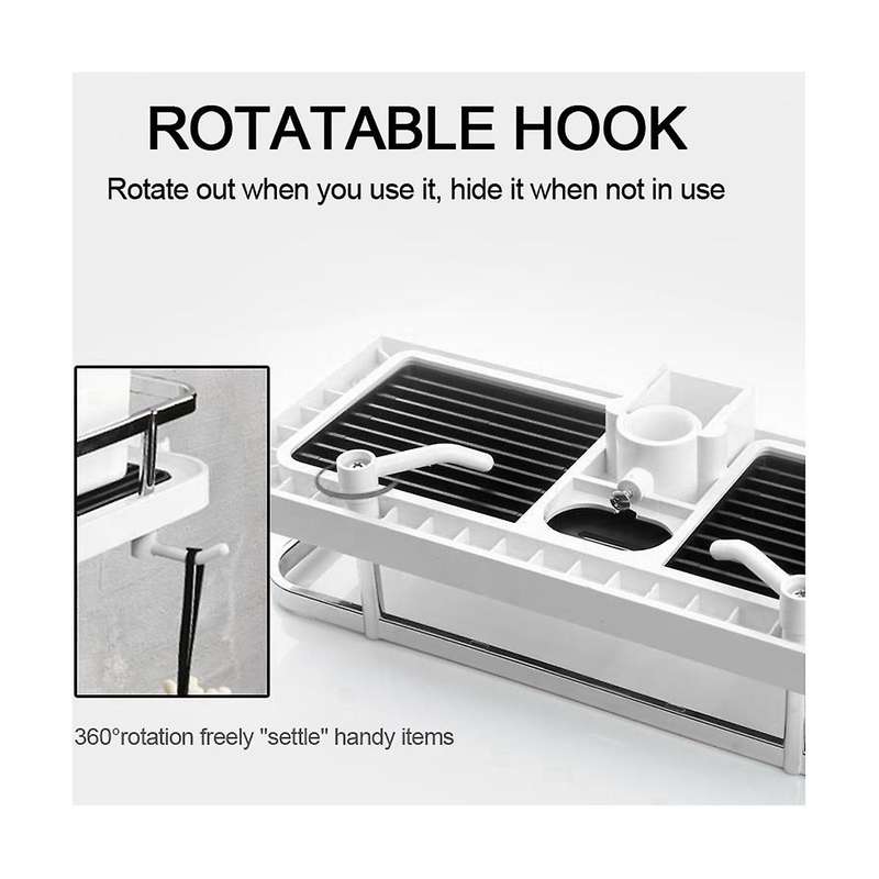 Shower Storage Holder Bathroom Shelf Pole Shelve Shampoo Tray Stand No Drilling Lifting Rod Shower