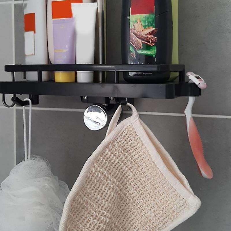 Shower Storage Holder Shower Shelf Shampoo Rack Lifting Rod Organizer Shelf with Hooks Soap Holder B
