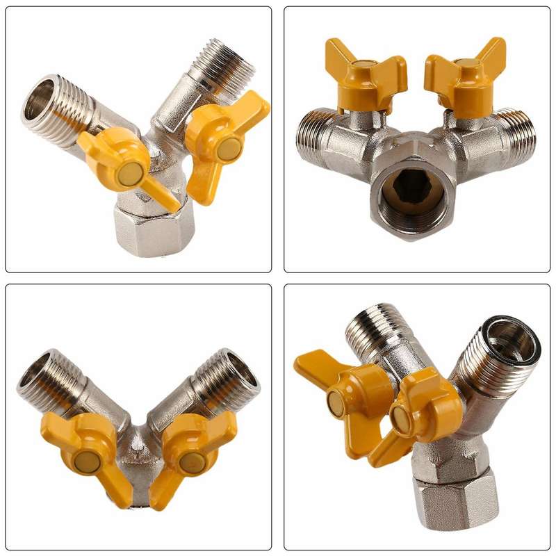 Shut Off Valve Shower Diverter 3 Way Diverter Valve for Shower Arm, Brushed