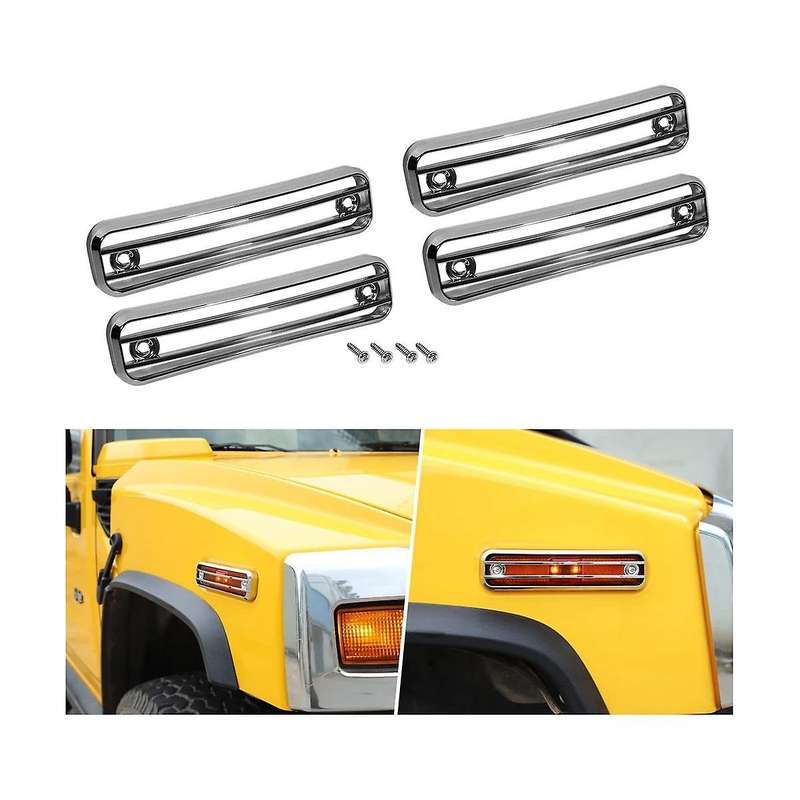 Side Marker Guard Trim Side Light Protector Cover for H2 2003-2009 Accessories - 4 Pack
