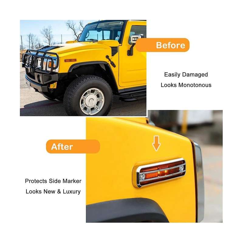 Side Marker Guard Trim Side Light Protector Cover for H2 2003-2009 Accessories - 4 Pack