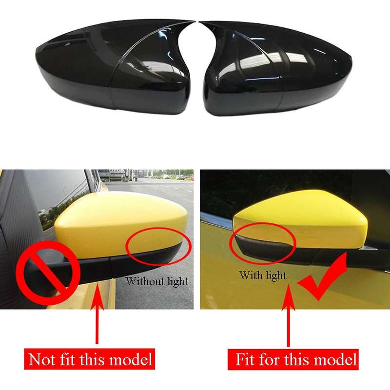 Side Mirror Cover, for 2010-2018 Door Side Wing Rearview Mirror Cover Trim with Indicator, Glossy Bl