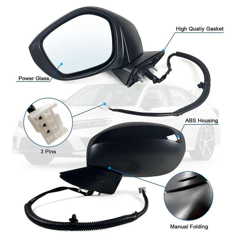 Side Mirror for 2022 2023 Sedan/hatchback with Power Glass, Manual Folding, Replace Ho1320350 (left