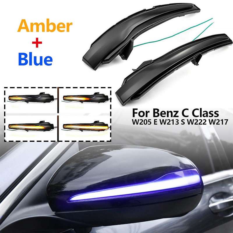 Side Mirror Indicator Dynamic LED Turn Signal Lights for C Class W205 E W213 S W222 W217 Bule&Amber