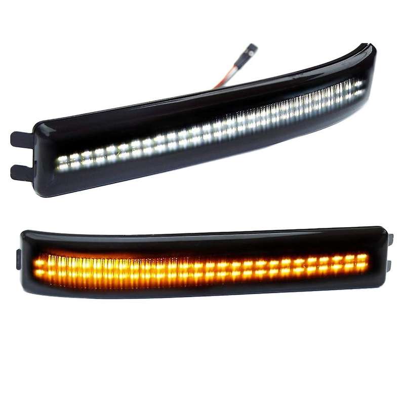 Side Mirror Turn Signal Lights Smoked Lens for and 2009-2014 LED Mirror Marker Light White & Yellow