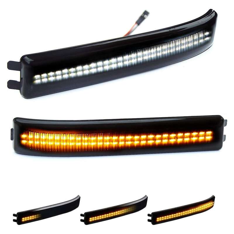 Side Mirror Turn Signal Lights Smoked Lens for and 2009-2014 LED Mirror Marker Light White & Yellow
