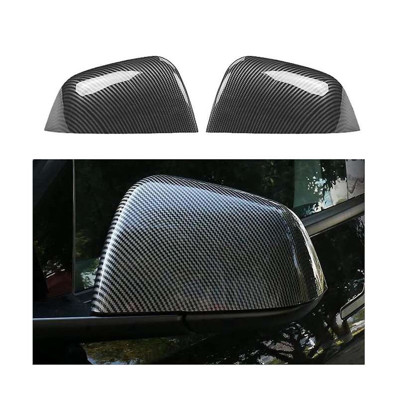 Side Rearview Mirror Cover Trim for 2021 2022 Model Y Exterior Accessories, Abs Gloss Carbon Fiber