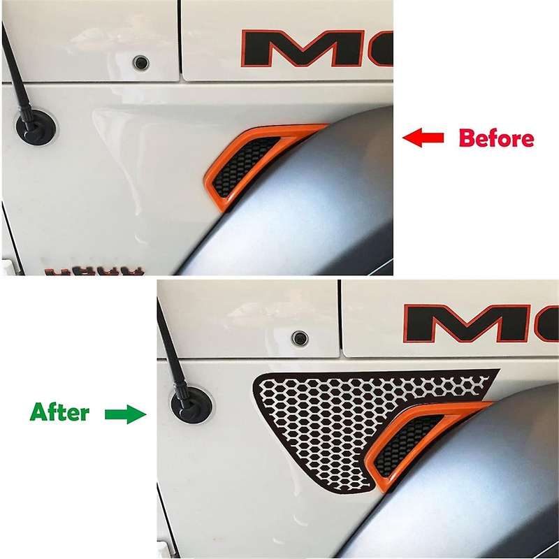Side Vent Honeycomb Decals, Precut Black PVC Sticker for JL / JT 2018-2024