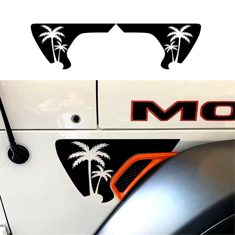 Side Vent Coconut Decals, Precut Black PVC Sticker for JL / JT 2018-2024