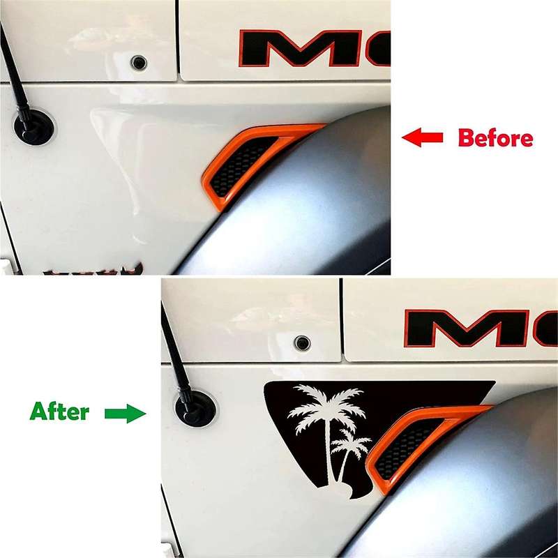 Side Vent Coconut Decals, Precut Black PVC Sticker for JL / JT 2018-2024