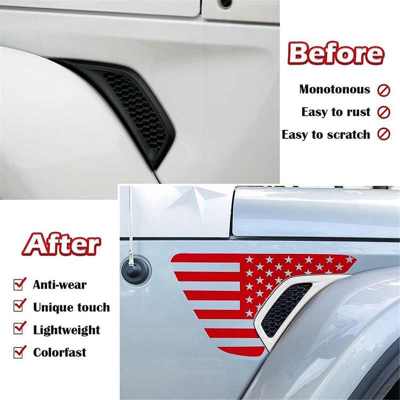 Side Vent Sticker Cover Decals Trim Red for Wrangler JL JLU 2018-2022 JT 2020-2022