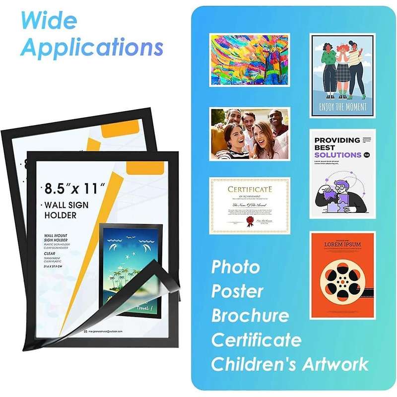 Sign Holder 8.5 X 11 Wall Mount, Magnetic Clear Plastic Sign Holders, Display In Portrait Or Landsca