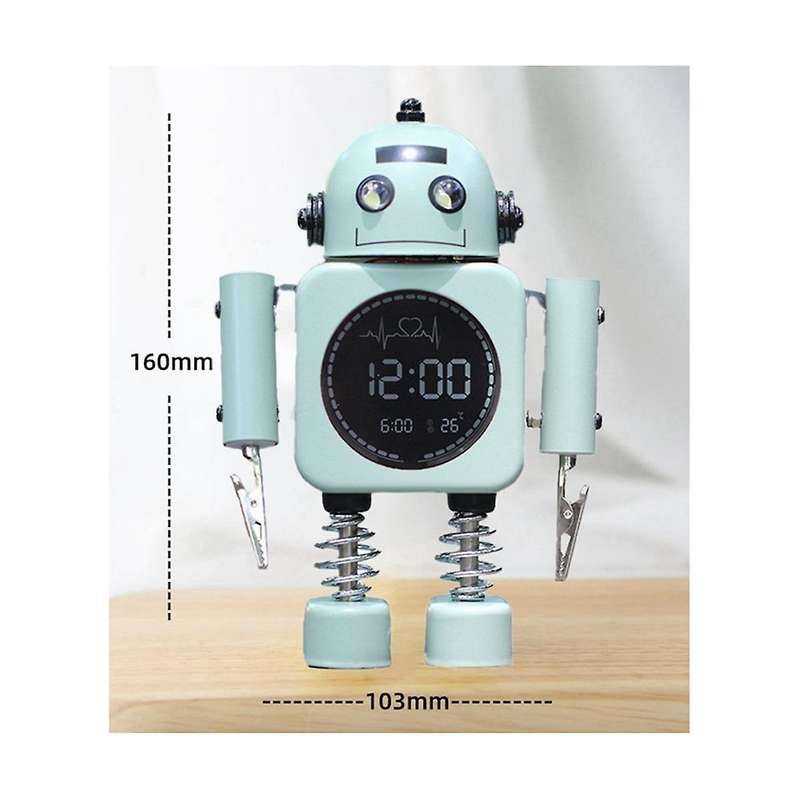 Silent Digital Display Metal Robot Alarm Clock, Intelligent Student, Male, Female and Children's Be