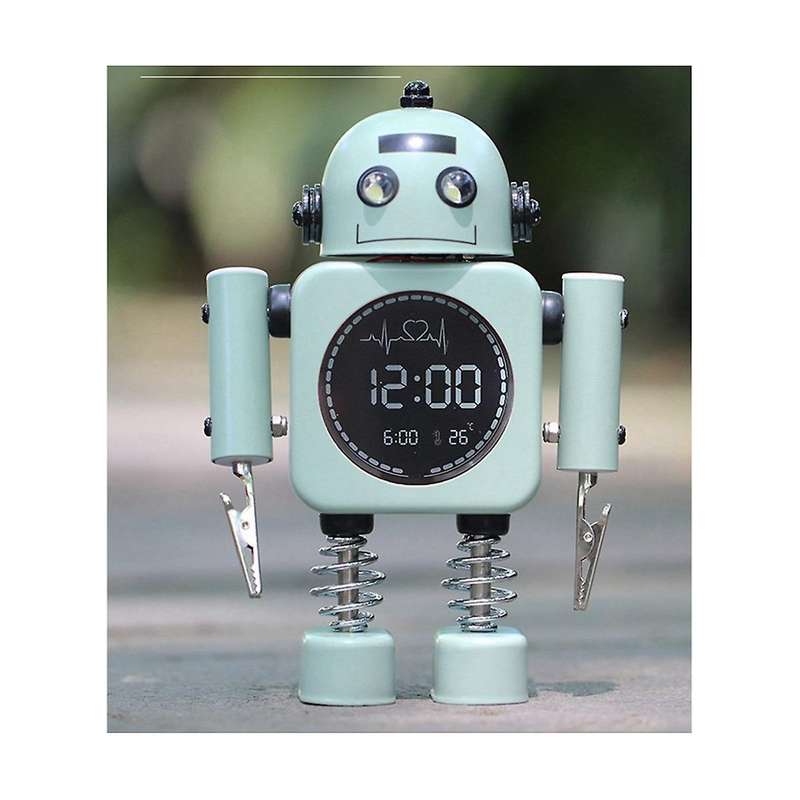 Silent Digital Display Metal Robot Alarm Clock, Intelligent Student, Male, Female and Children's Be