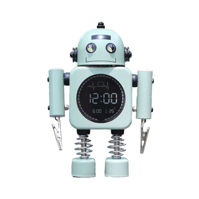 Silent Digital Display Metal Robot Alarm Clock, Intelligent Student, Male, Female and Children's Be