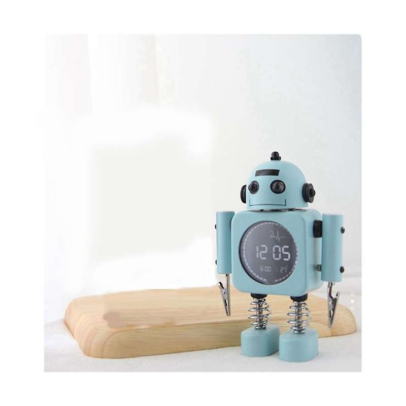 Silent Digital Display Metal Robot Alarm Clock, Intelligent Student, Male, Female and Children's Be