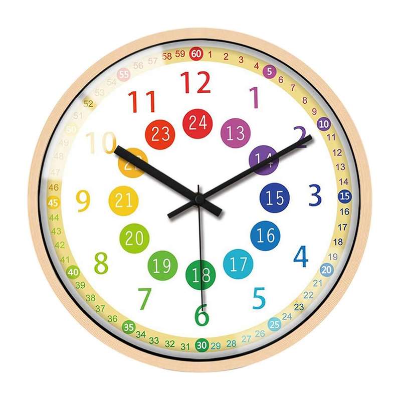 Silent Non Ticking Kids Wall Clock Battery Operated Colorful Decorative Clock for Children Bedroom S