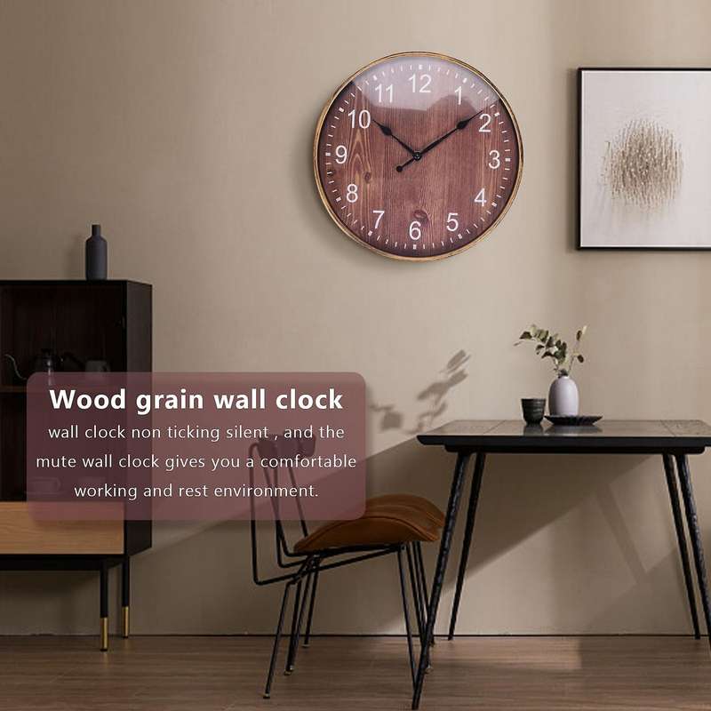 Silent Wood Grain Wall Clock, 3d Retro Wall Clock for /living Room Decoration, 12 Inches