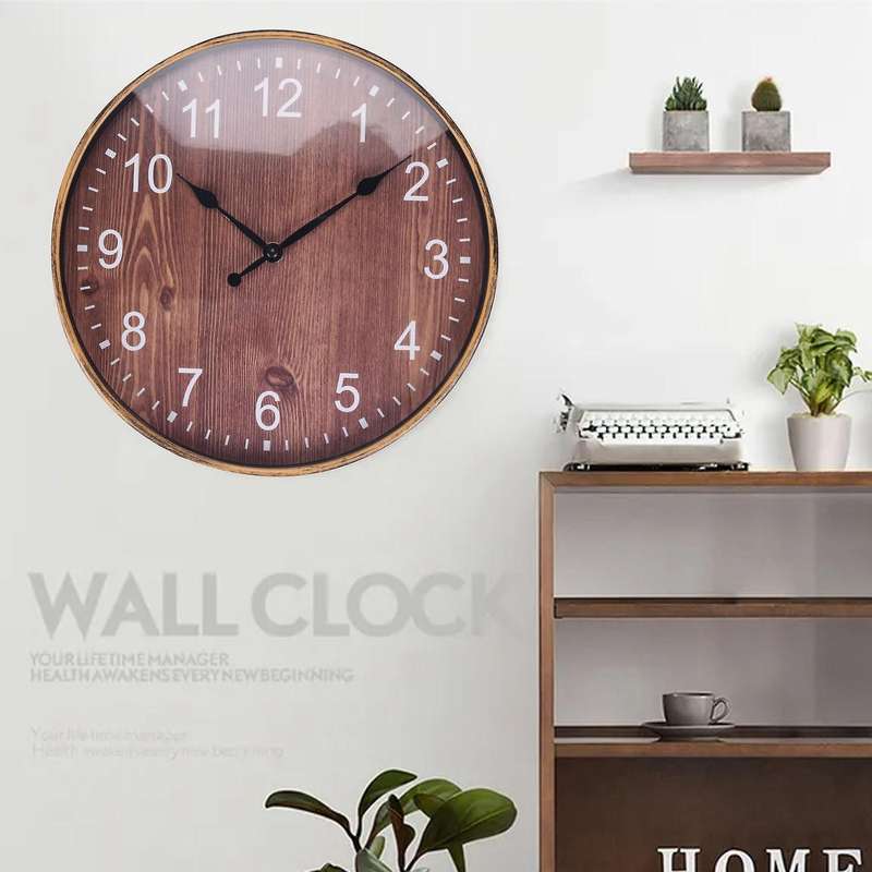 Silent Wood Grain Wall Clock, 3d Retro Wall Clock for /living Room Decoration, 12 Inches