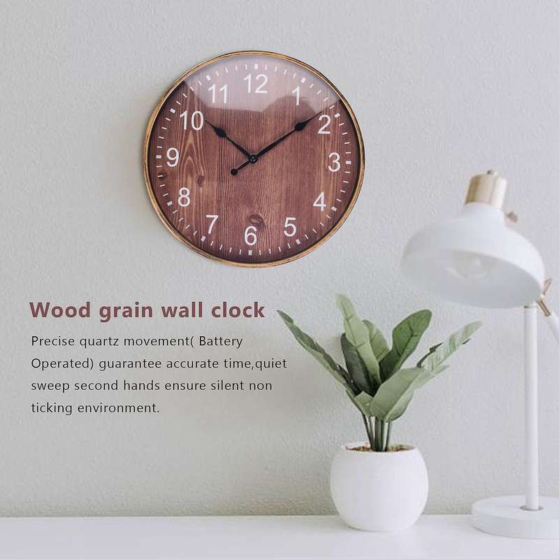 Silent Wood Grain Wall Clock, 3d Retro Wall Clock for /living Room Decoration, 12 Inches