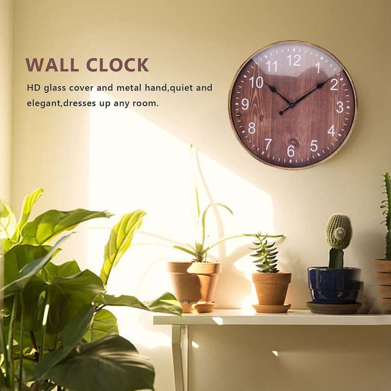 Silent Wood Grain Wall Clock, 3d Retro Wall Clock for /living Room Decoration, 12 Inches