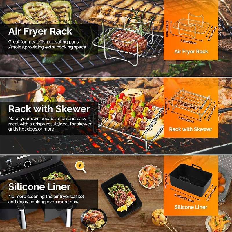 Silicone Air Fryer Liner,air Fryer Accessories for Ninja Dual Af300uk Af400uk Reusable Dual Air Frye