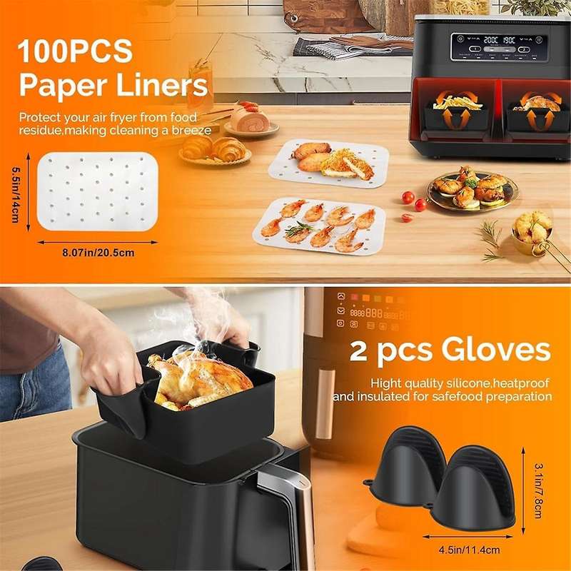 Silicone Air Fryer Liner,air Fryer Accessories for Ninja Dual Af300uk Af400uk Reusable Dual Air Frye