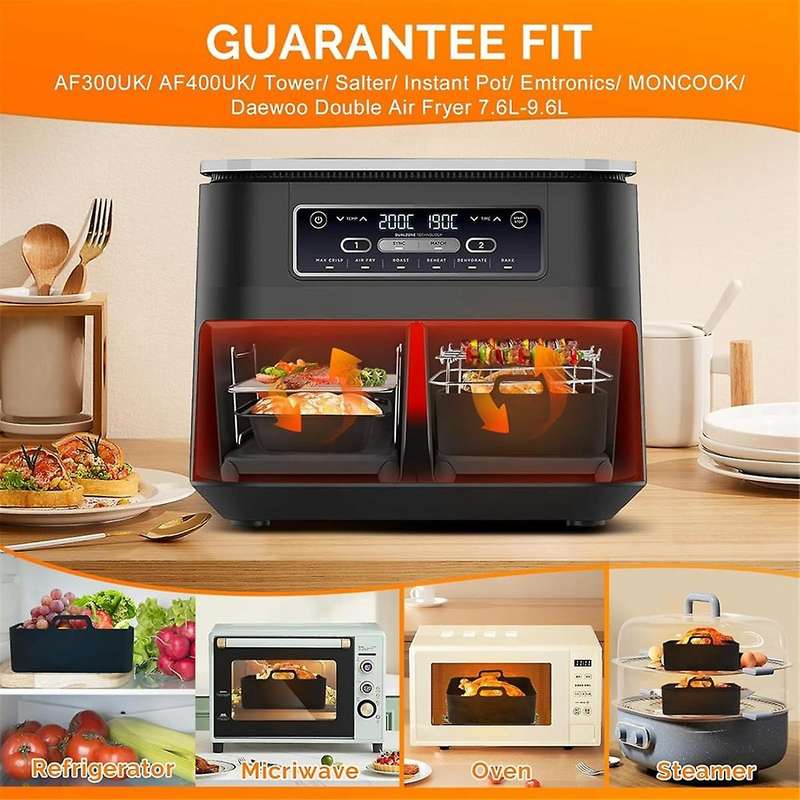 Silicone Air Fryer Liner,air Fryer Accessories for Ninja Dual Af300uk Af400uk Reusable Dual Air Frye