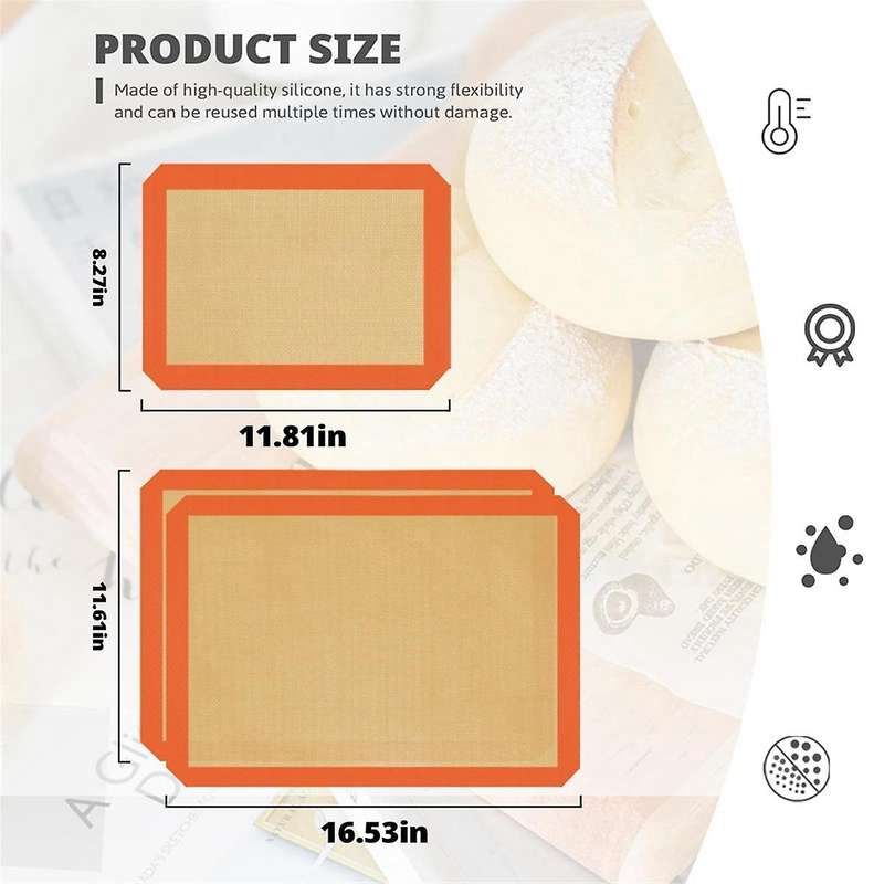 Silicone Baking Mat Set Of 3, Silicone Baking Mats Cookie Sheet, Non-stick Mats for Baking for Makin