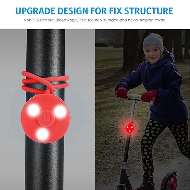 Silicone Backpack Light 3 LED Cycling Hiking Highlight Light Portable Bicycle Tail Light Warning Lig