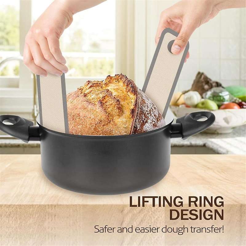 Silicone Bread Sling for Dutch Oven, 2 PCS Non-Stick & Easy Clean Reusable Silicone Bread Baking Ma