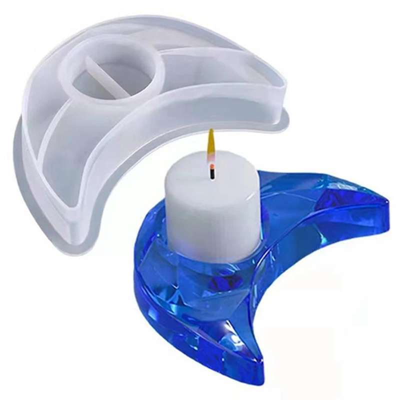 Silicone Candle Holder Storage Mold DIY Moon Crystal Epoxy Resin Casting Mold Home Decoration Table