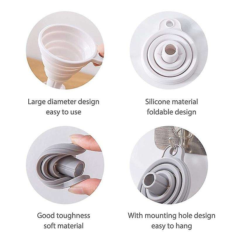 Silicone Collapsible Funnel 2-Piece Kitchen Tool Set Collapsible Funnel Suitable for Water Bottle Li