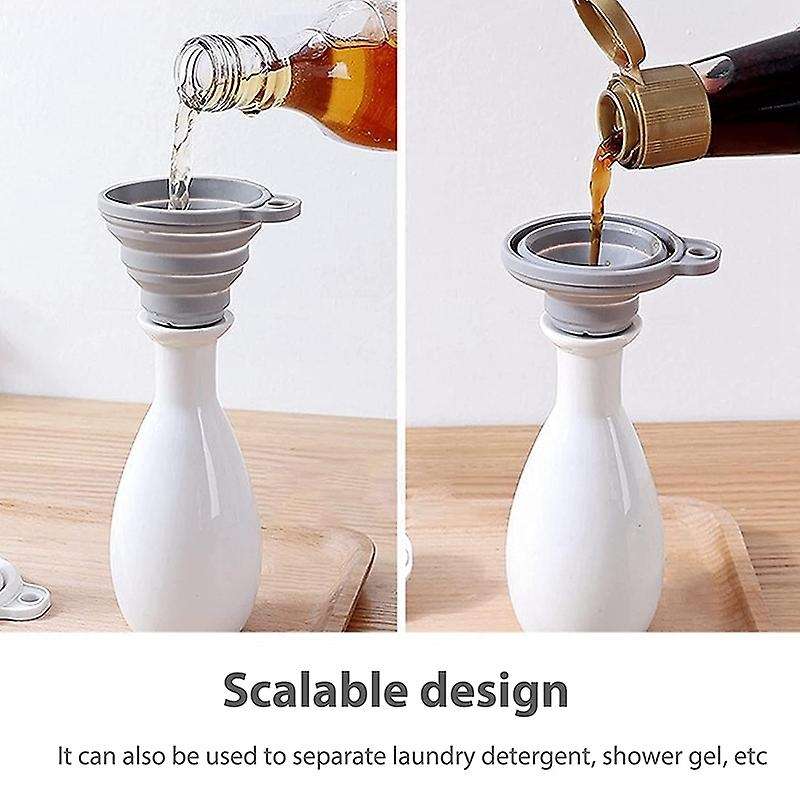 Silicone Collapsible Funnel 2-Piece Kitchen Tool Set Collapsible Funnel Suitable for Water Bottle Li