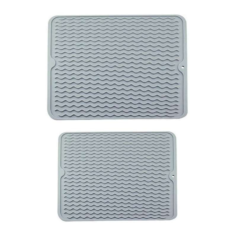 Silicone Dish Drying Mat - 2 Packs Of Non- Silicone Mat Easy Clean Drying Mat Heat-resistant Dish Dr