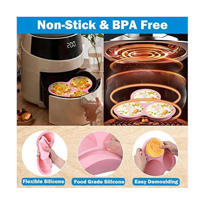 Silicone Egg Pan Reusable Egg Mold,non-stick Baking Pan,3 Cavity Silicone Muffin Pans 2pc