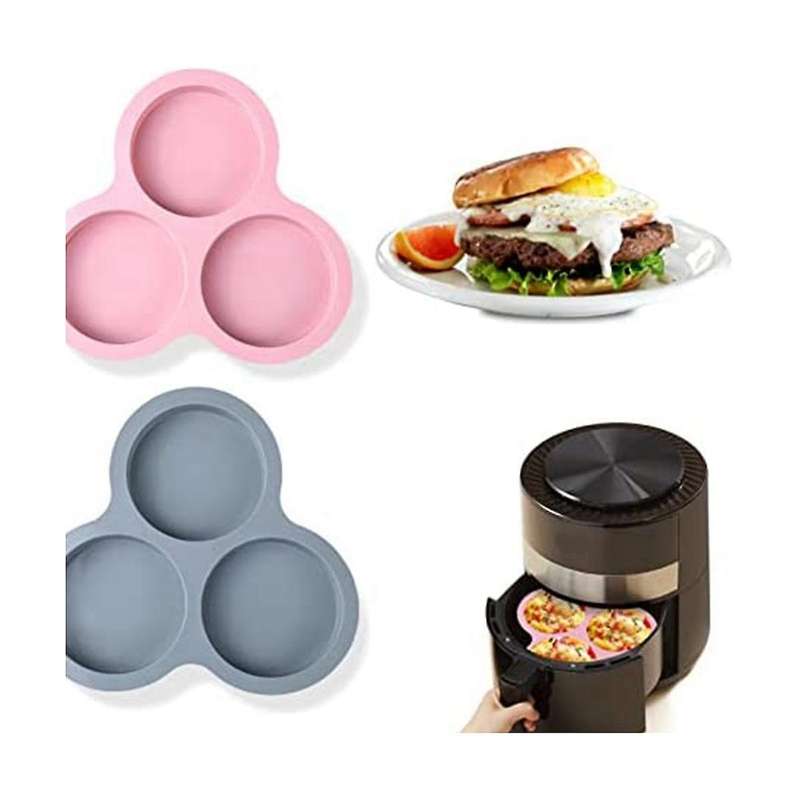 Silicone Egg Pan Reusable Egg Mold,non-stick Baking Pan,3 Cavity Silicone Muffin Pans 2pc