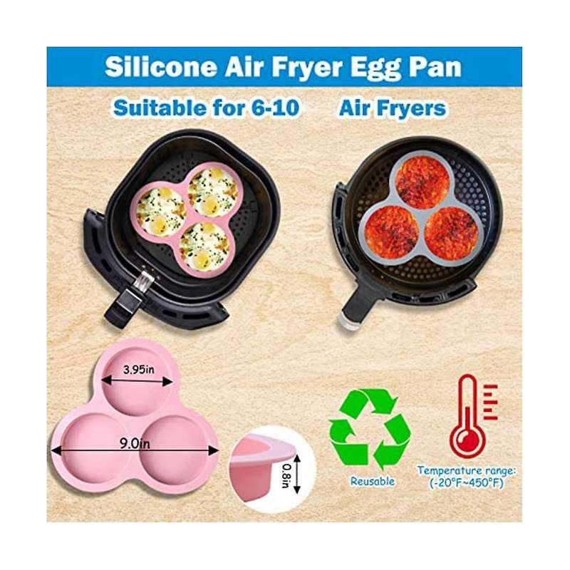Silicone Egg Pan Reusable Egg Mold,non-stick Baking Pan,3 Cavity Silicone Muffin Pans 2pc