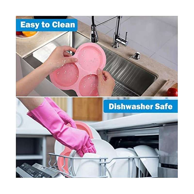 Silicone Egg Pan Reusable Egg Mold,non-stick Baking Pan,3 Cavity Silicone Muffin Pans 2pc