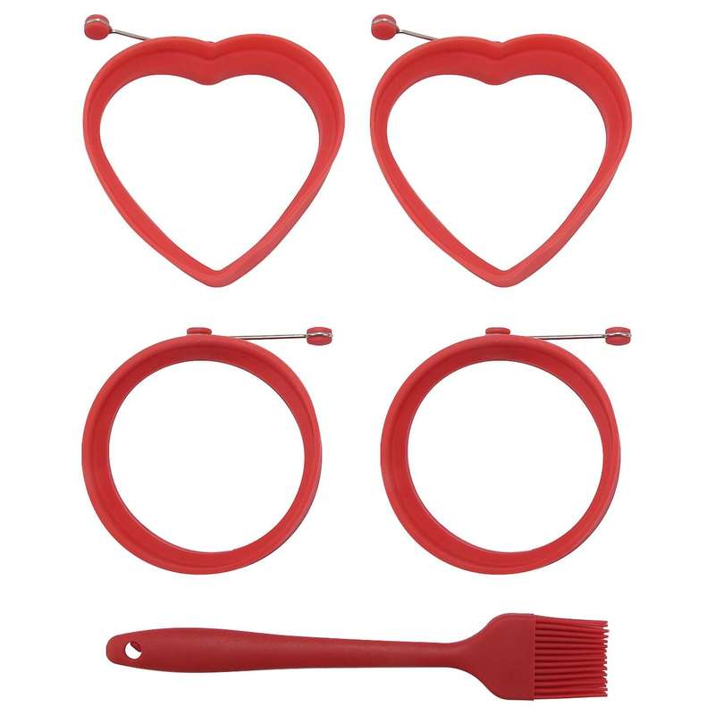 Silicone Egg Rings Set of 5,Non Stick Egg ,Durable Reusable Pancake Mold for Breakfast Sandwiches(R