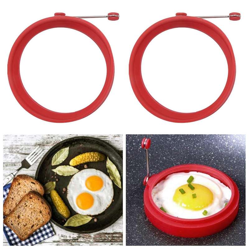 Silicone Egg Rings Set of 5,Non Stick Egg ,Durable Reusable Pancake Mold for Breakfast Sandwiches(R
