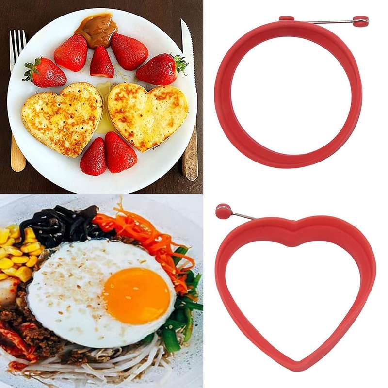 Silicone Egg Rings Set of 5,Non Stick Egg ,Durable Reusable Pancake Mold for Breakfast Sandwiches(R