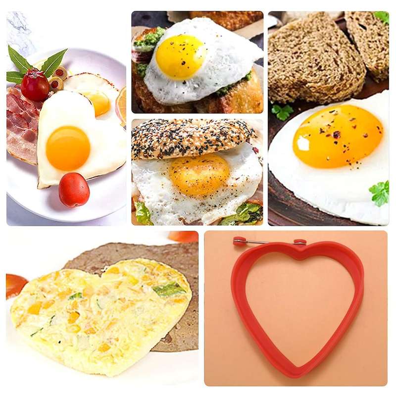 Silicone Egg Rings Set of 5,Non Stick Egg ,Durable Reusable Pancake Mold for Breakfast Sandwiches(R