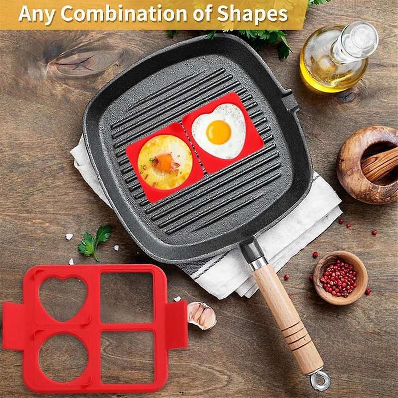 Silicone Egg Rings Tray for Griddle - Non-Stick Omelet Rings Food-Grade Round Egg Rings, Easy to Cl