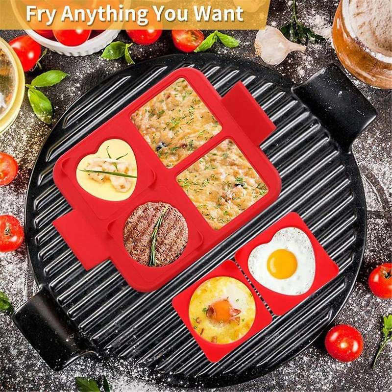 Silicone Egg Rings Tray for Griddle - Non-Stick Omelet Rings Food-Grade Round Egg Rings, Easy to Cl