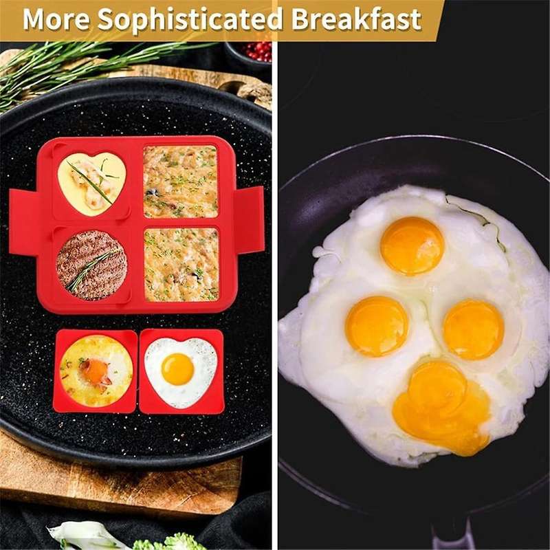 Silicone Egg Rings Tray for Griddle - Non-stick Omelet Rings Food-grade Round Egg Rings, Easy to Cle