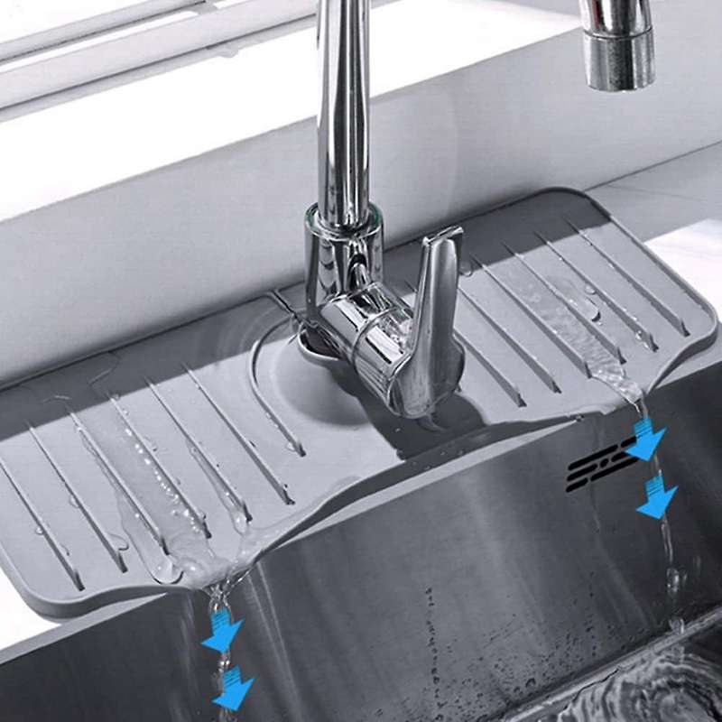 Silicone Faucet Drip Catcher Tray, Sink Faucet Splash Guard,Silicone Draining Mat, Kitchen Sink Mat,